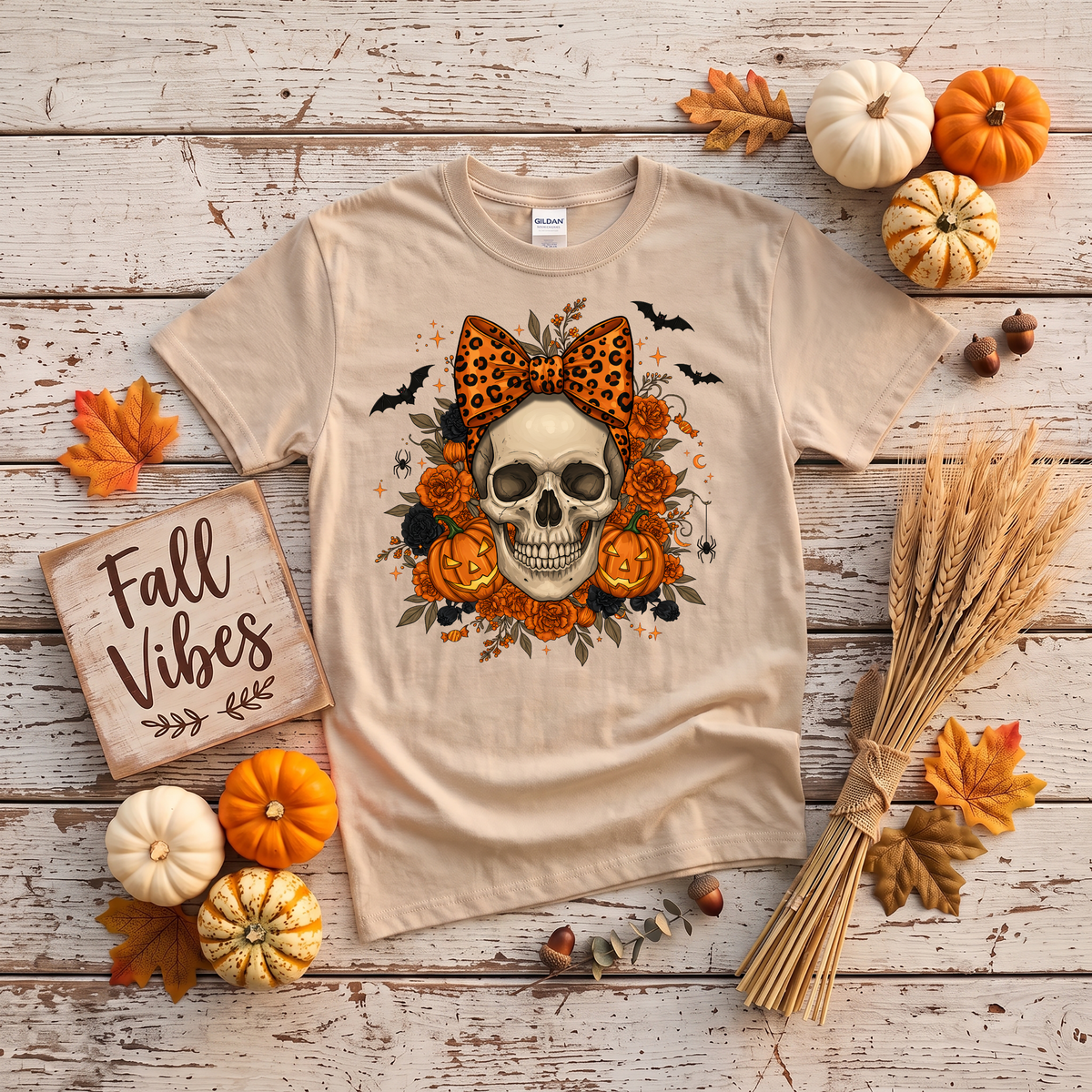 Skull and Bow Halloween T shirt Women's FREE SHIPPING